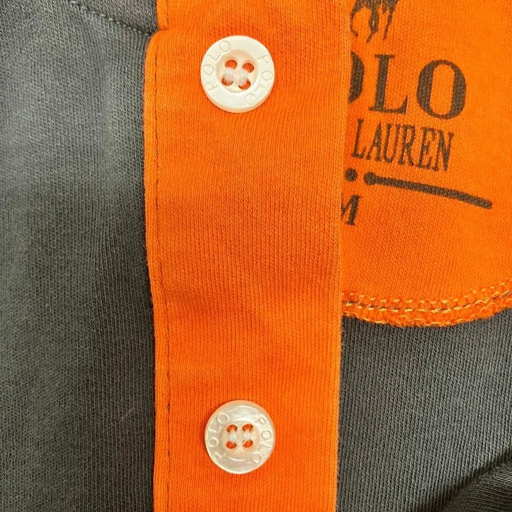 Polo Ralph Lauren Polo Shirt Brown Orange Spell Out Flip Collar Shirt Size M